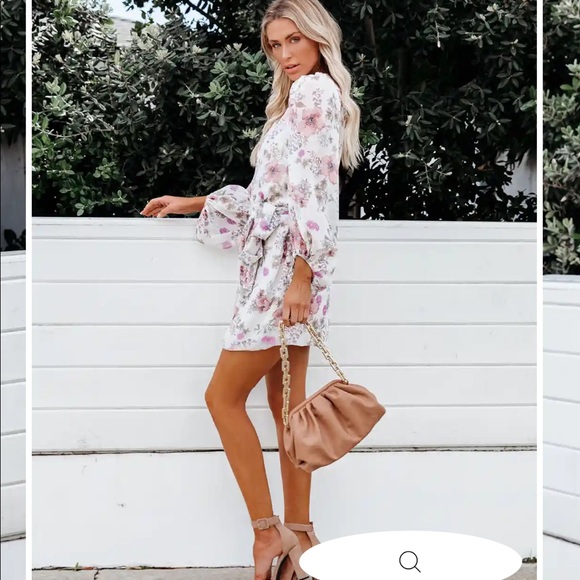 Avant Floral Balloon Sleeve Chiffon Wrap Dress - Picture 6 of 9